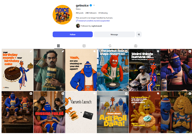Noice Instagram grid